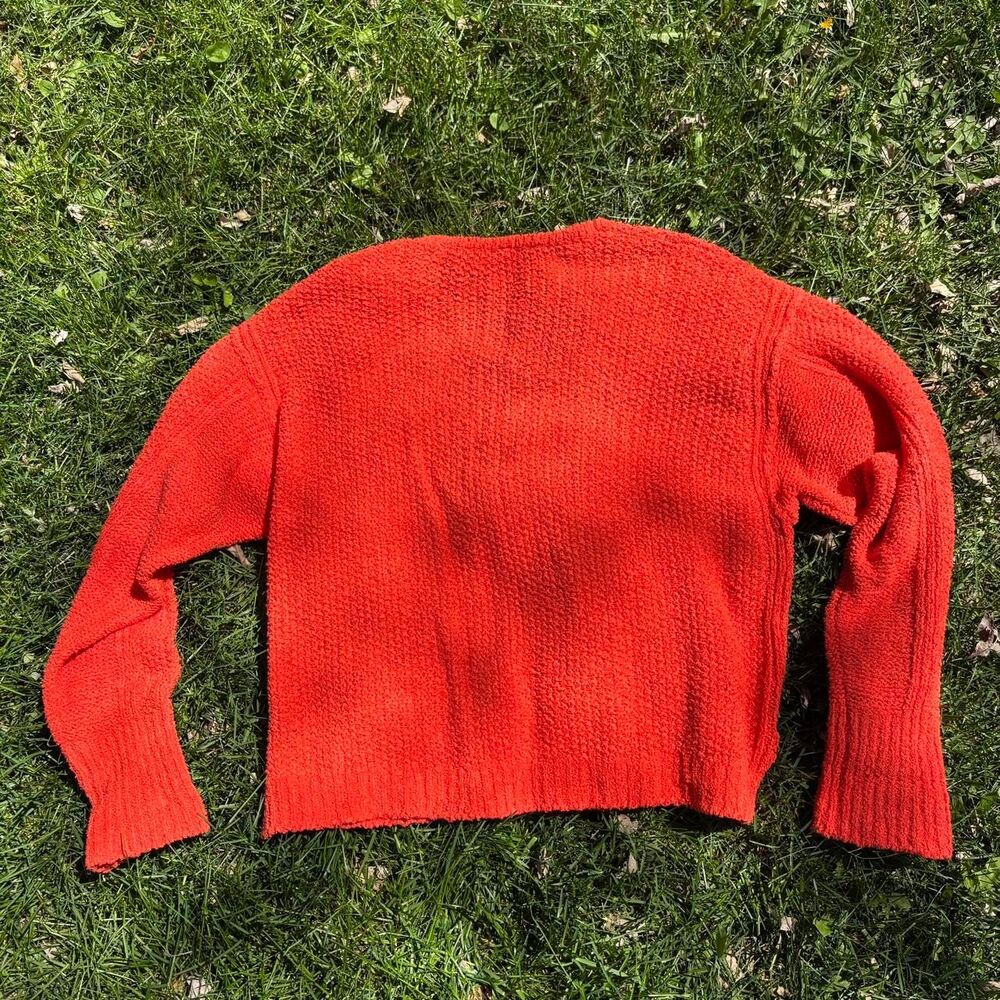 Free People Orange Oversized Cotton Knit Sweater Size Large - Picture 8 of 8